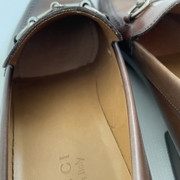 GUCCI Jordaan Horsebit Loafer In Brown Leather Sz 9 Men's Luxury Designer Shoe - Picture 7 of 9